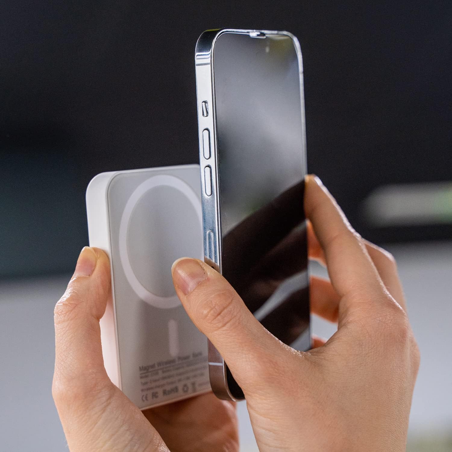 Portable Magnetic Wireless External Charger [15W Fast Charging] Compatible with MagSafe (10000mAh, Magnetic White)