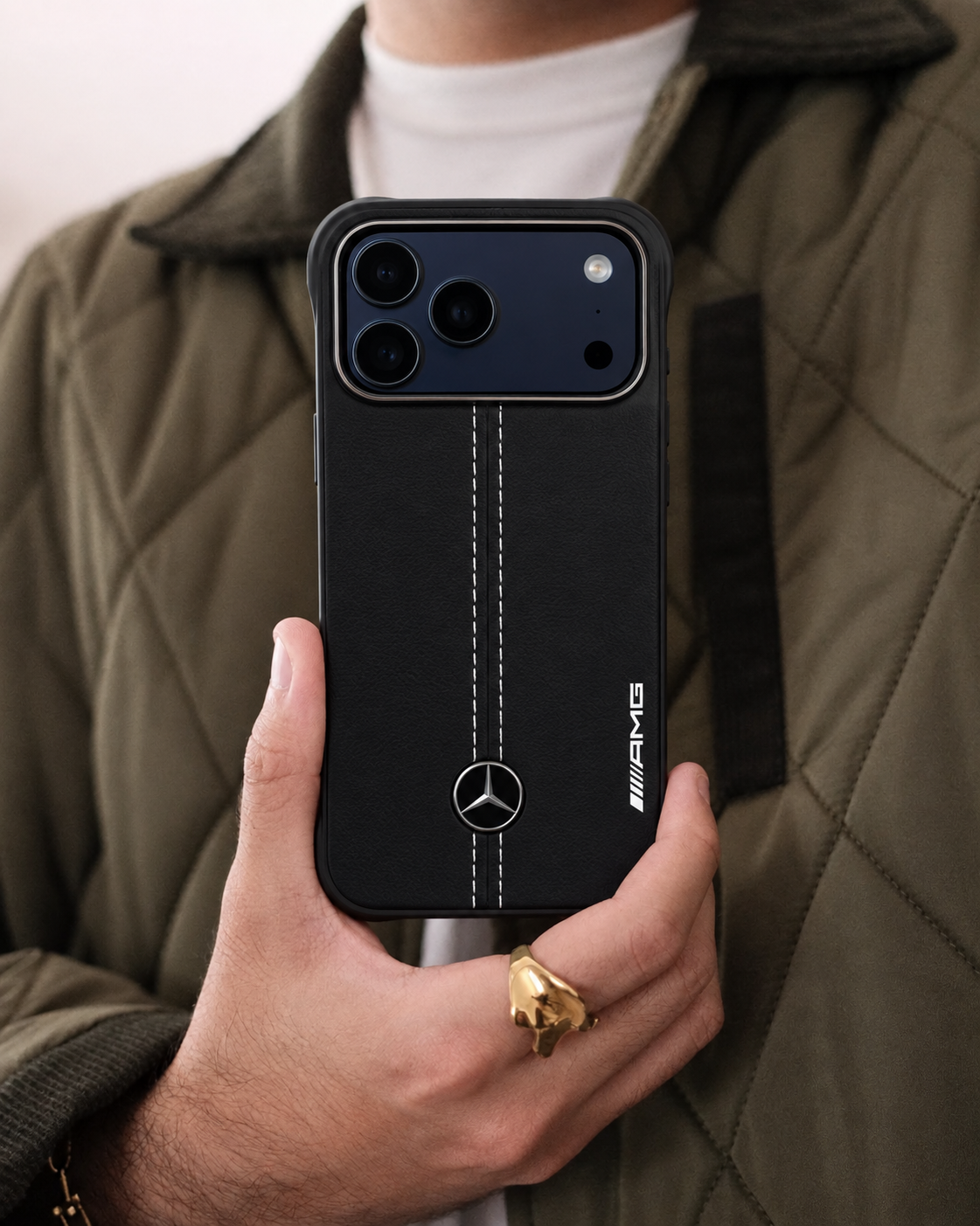 Luxury Leather Mercedes AMG iPhone Case