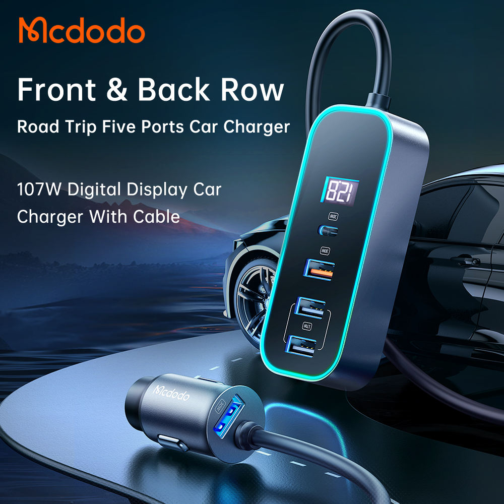 Mcdodo 4-Port Smart Car Charger Hub with LED Display