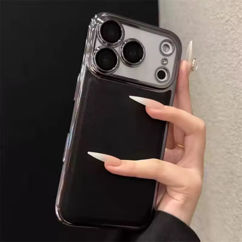 Luxury Litchi Patterned Electroplating for iPhone Cases