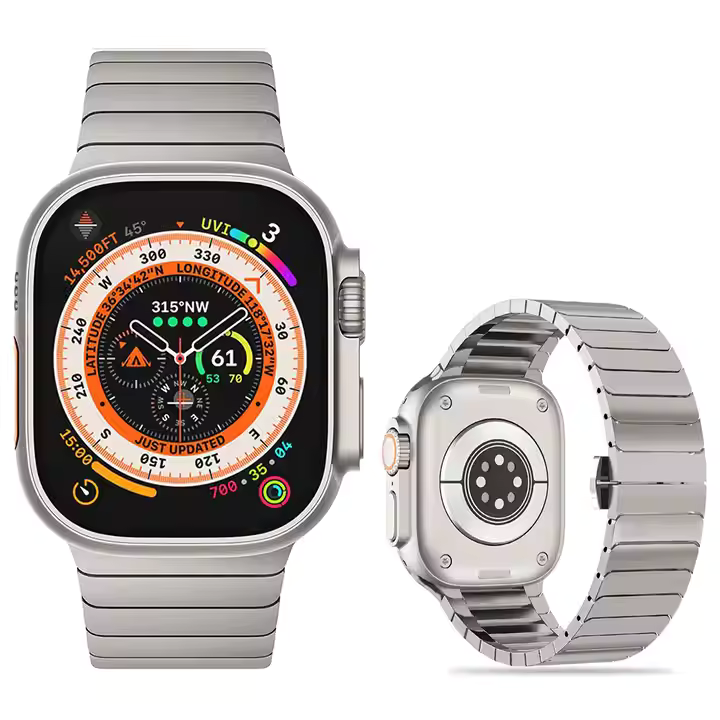 Titanium Bamboo Stainless Steel Detachable Band Man Watch Metal Strap for apple Watch