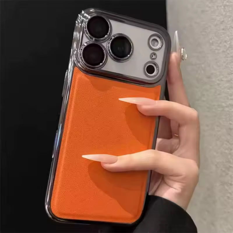 Luxury Litchi Patterned Electroplating for iPhone Cases