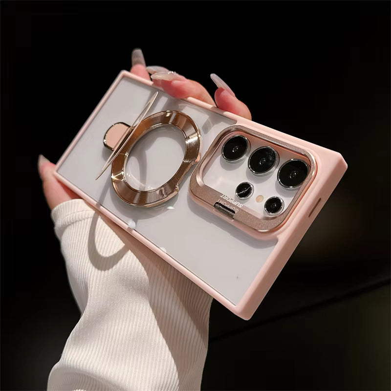 Magnetic Single  Stand Case for Samsung  integrated lens stand back covers