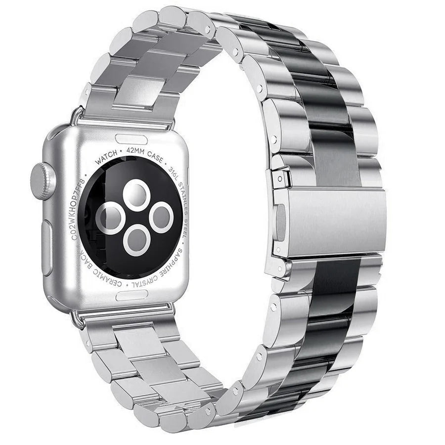 Silver/Black Vintage Metal Strap For Apple Watch