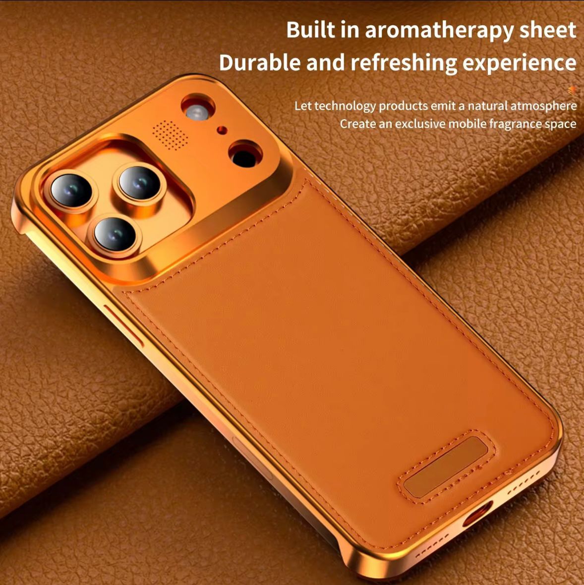 Premium Metallic AeroFLex Leather Case With Aroma Perfume Cover Compatible For iPhone Series