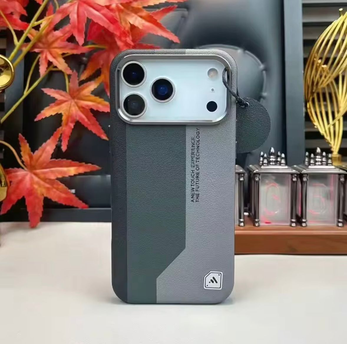 Premium Dual-Tone Shockproof Leather Texture Phone Case with Camera Protection