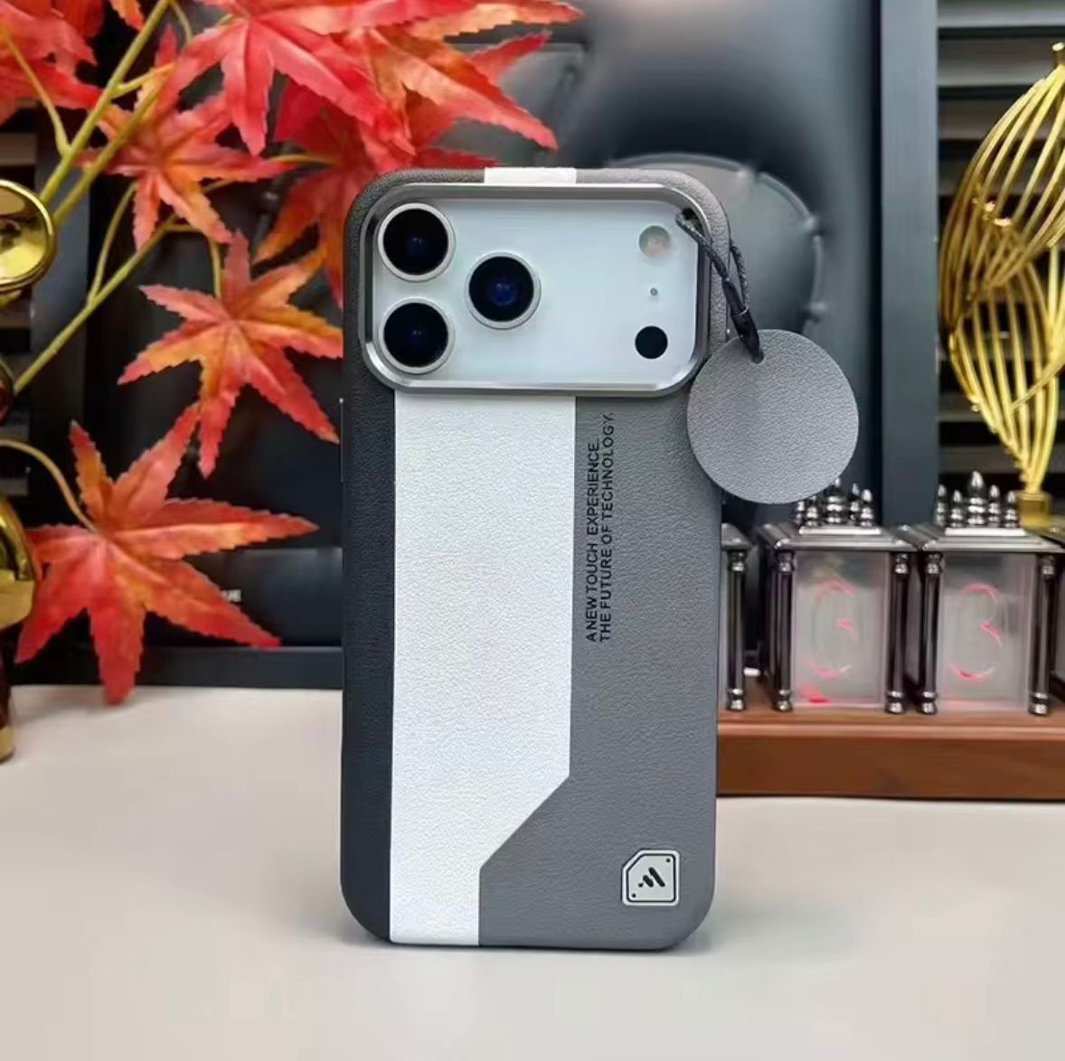 Premium Dual-Tone Shockproof Leather Texture Phone Case with Camera Protection