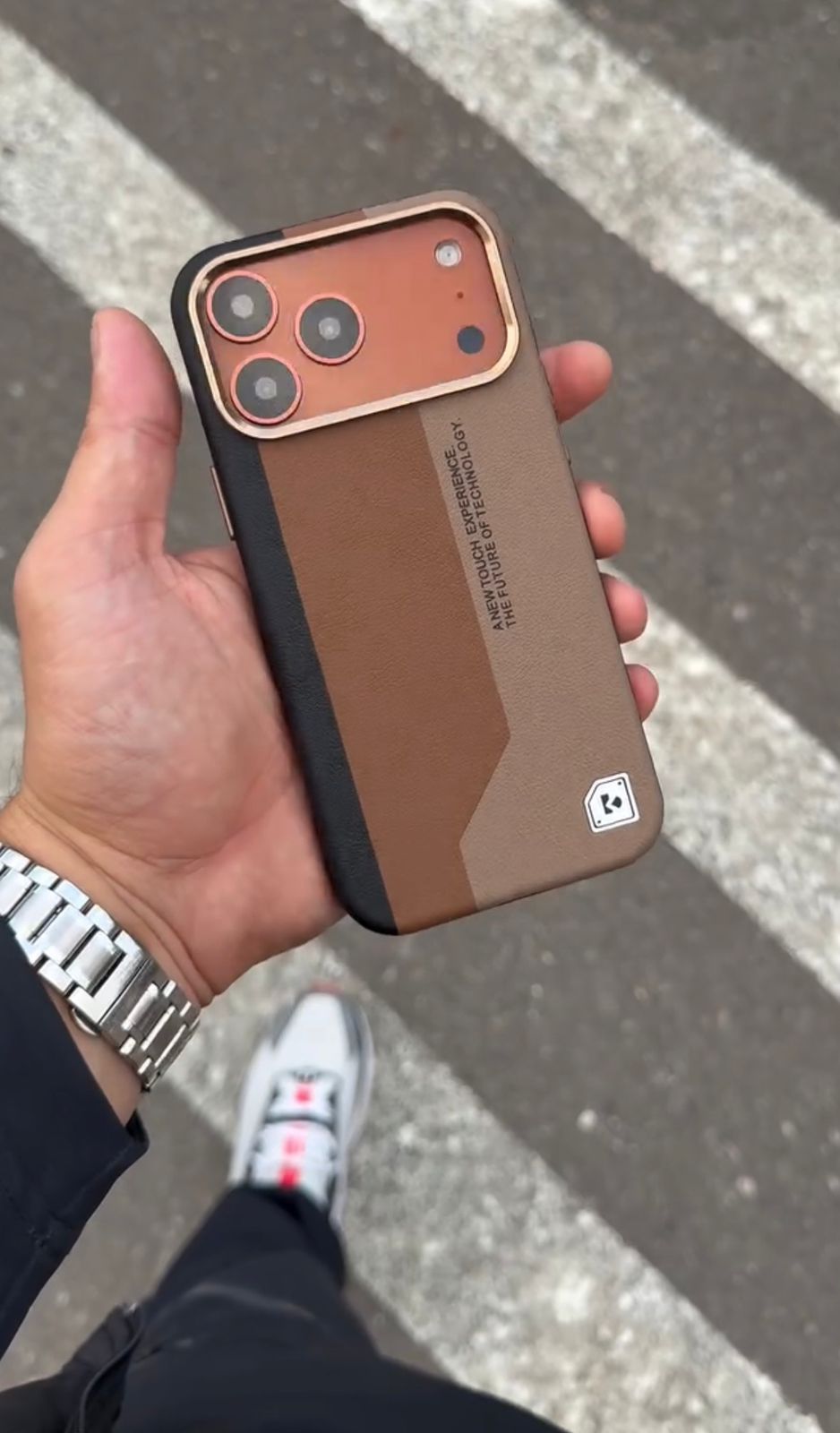 Premium Dual-Tone Shockproof Leather Texture Phone Case with Camera Protection