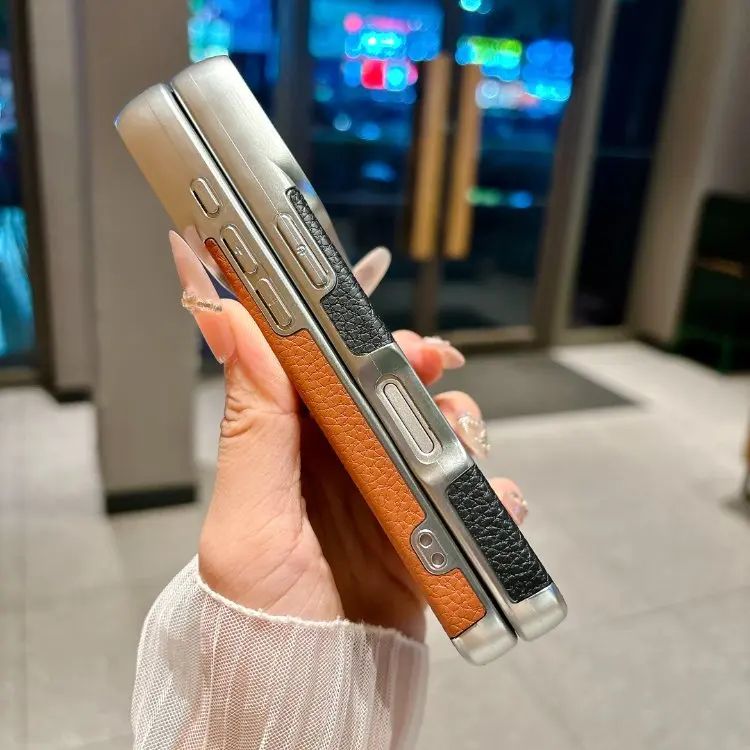 Luxury Electroplating Alloy Lens Frame Leather Texture iPhone Case – MagSafe Compatible Protective Cover