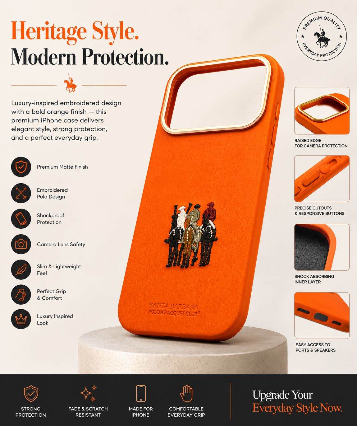 Business Style Polo Justin Embroidery Shockproof Magnetic Case for iPhone Series