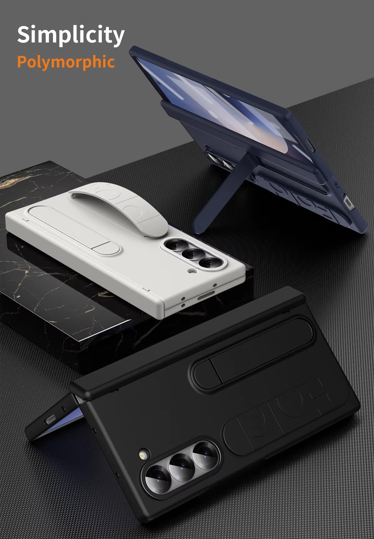 Wrist Strap Pen Slot Hinge case Film Integrated Phone Case for Samsung Z Fold