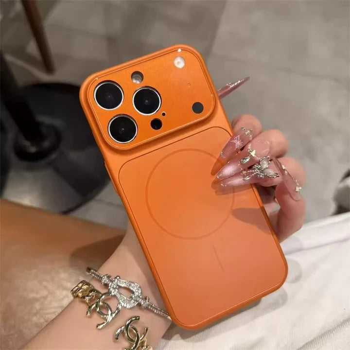 AG Matte Glass Back Panel Magnetic Phone Case for iPhone Series With Lens Film Protective Cover