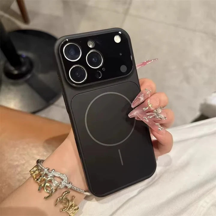 AG Matte Glass Back Panel Magnetic Phone Case for iPhone Series With Lens Film Protective Cover