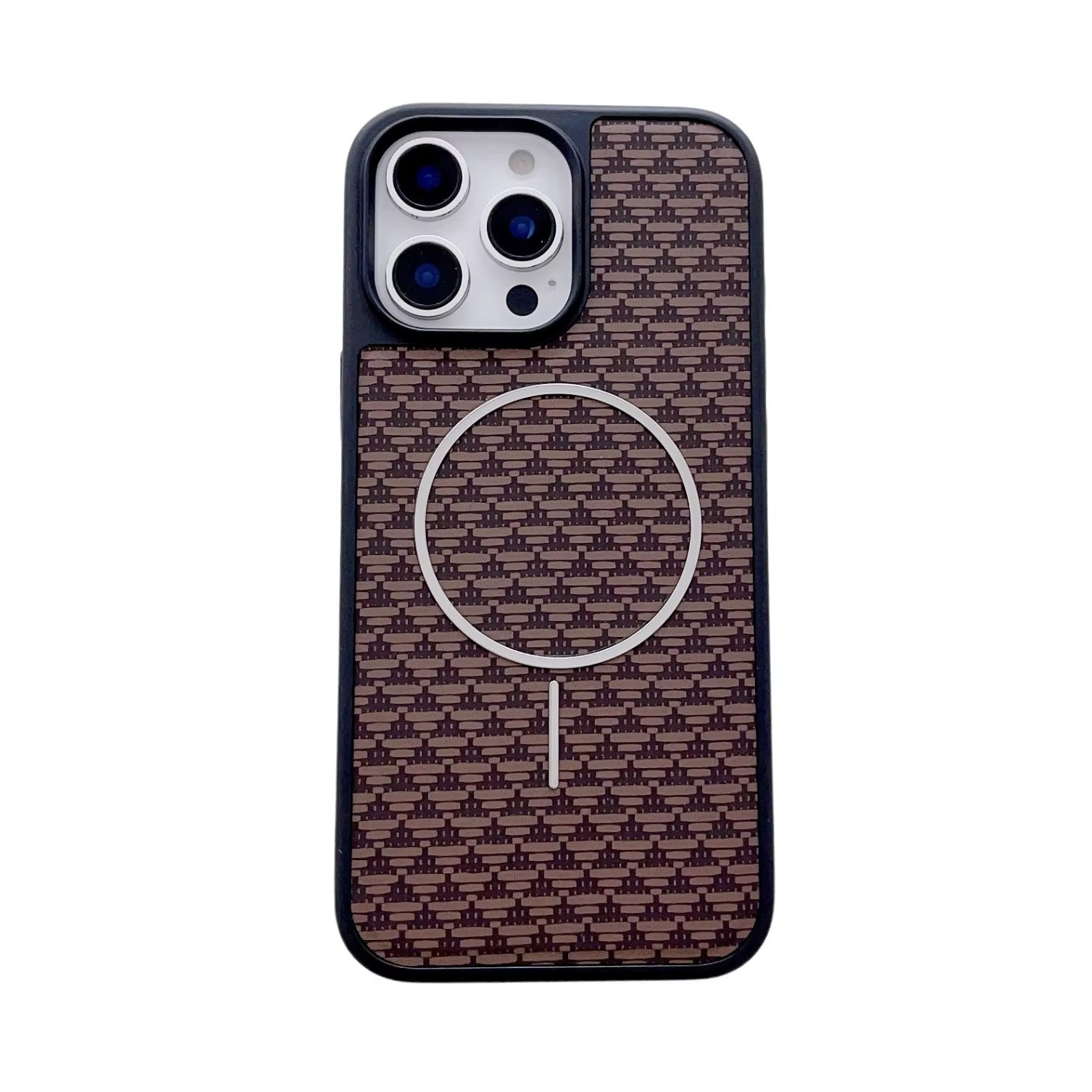 Sports Design Carbon Fiber Pattern Magnetic Protection Cover for iPhone Series Includes Camera Protector