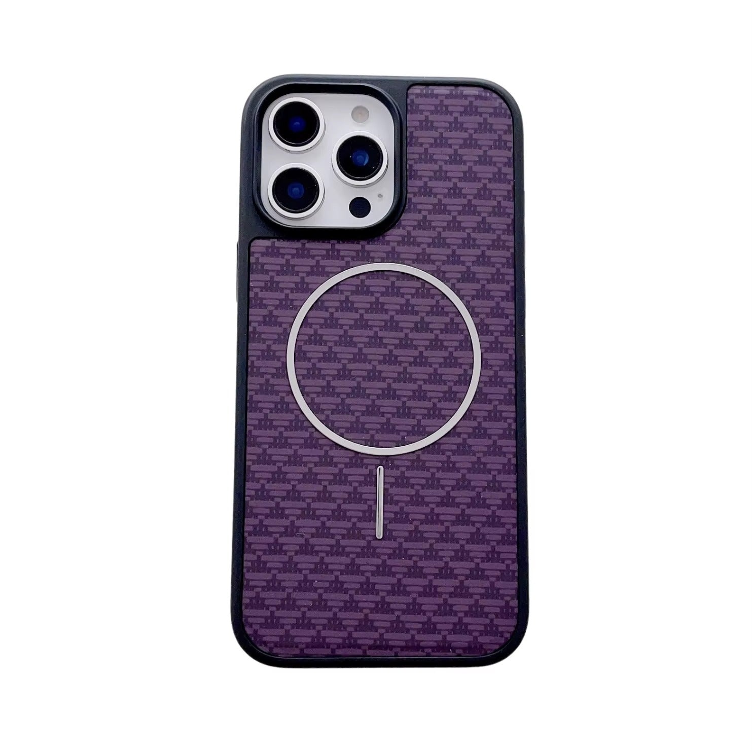 Sports Design Carbon Fiber Pattern Magnetic Protection Cover for iPhone Series Includes Camera Protector